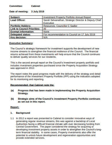investment property portfolio annual report