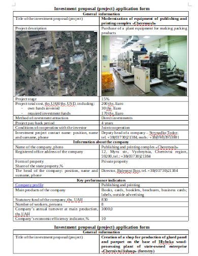 investment proposal application form