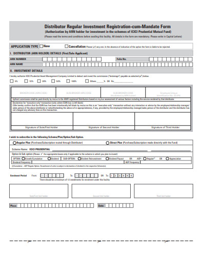 investment registration form