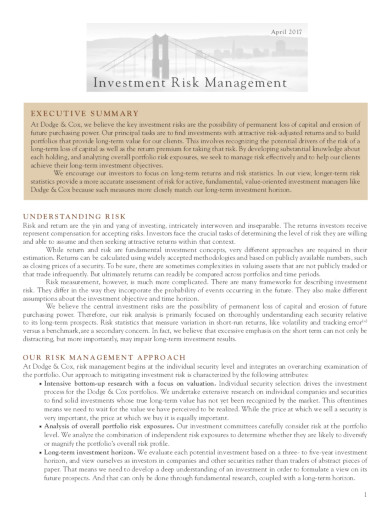 investment risk management example