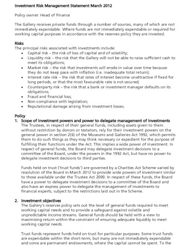 investment risk management statement