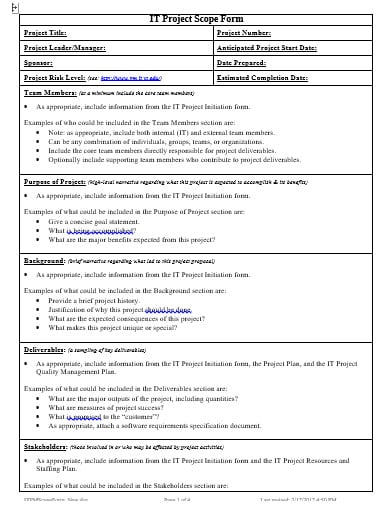 it project scope statement template