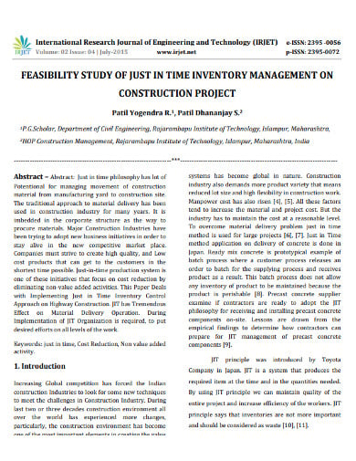 just in time inventory construction management