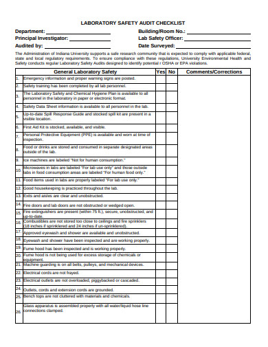 11+ Laboratory Safety Audit Checklist Templates in Doc | PDF