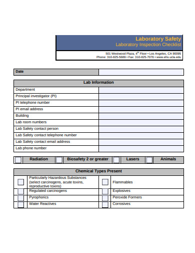 laboratory safety audit inspection checklist