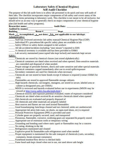 laboratory safety chemical hygiene self audit checklist