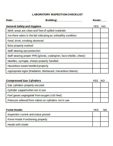 laboratory safety inspection checklist