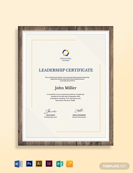 8  Leadership Certificates in Illustrator InDesign Word Pages