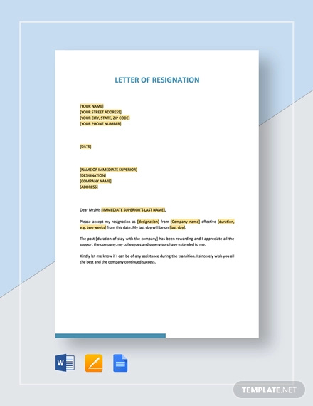 letter of resignation template1