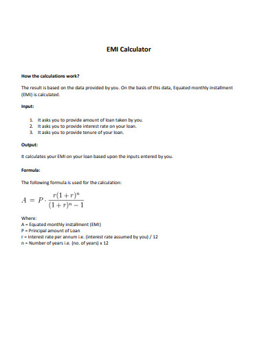 loan calculator example