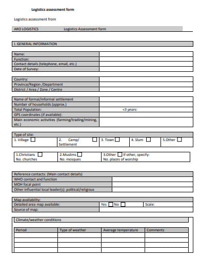 logistics assessment form 