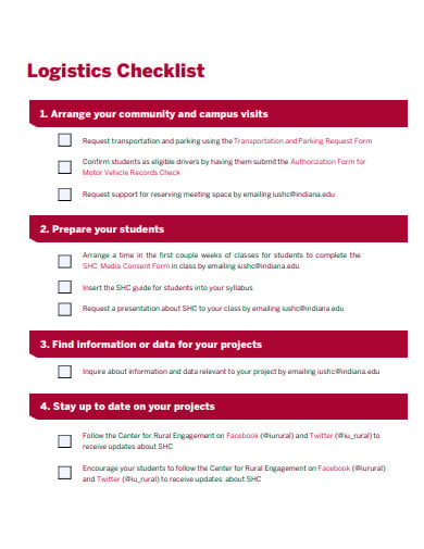 logistics-checklist-template
