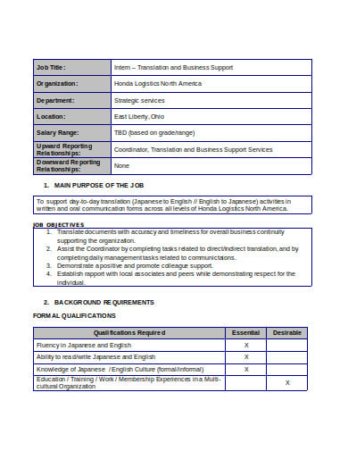 logistics-job-description-report-template