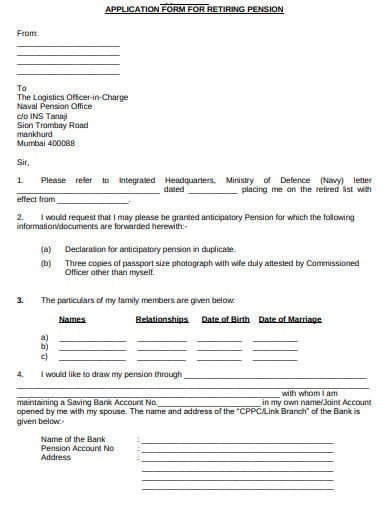 logistics officer pension form
