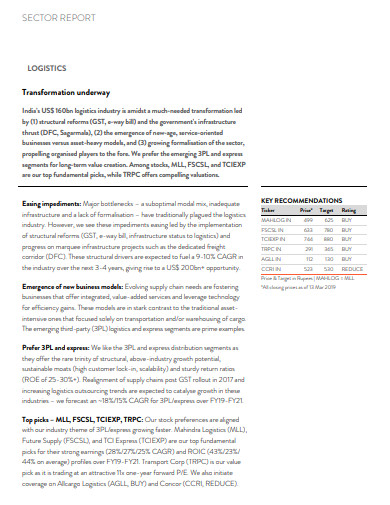11+ Logistic Report Templates in PDF