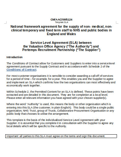 logistics service level agreement in doc
