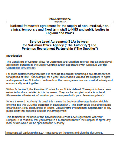 Service Level Agreement Example Logistics