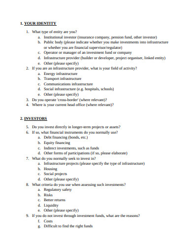 long term investment fund questionnaire template