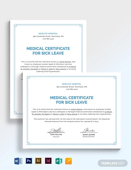 medical certificate template for sick leave