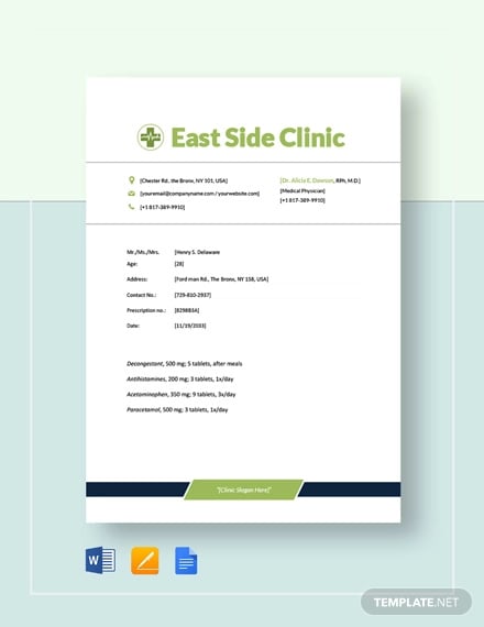 medical prescription format template