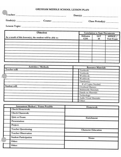middle school librarian lesson plan template