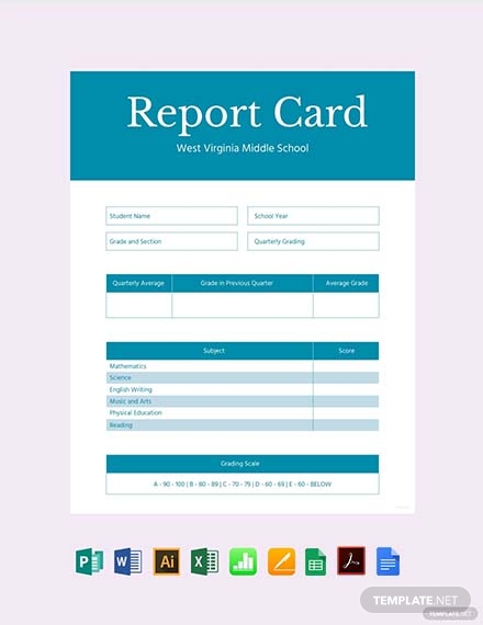 middle school report card template 1