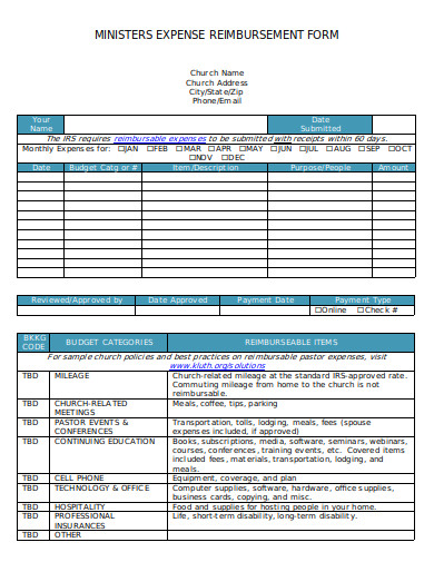 minister expense reimbursement form