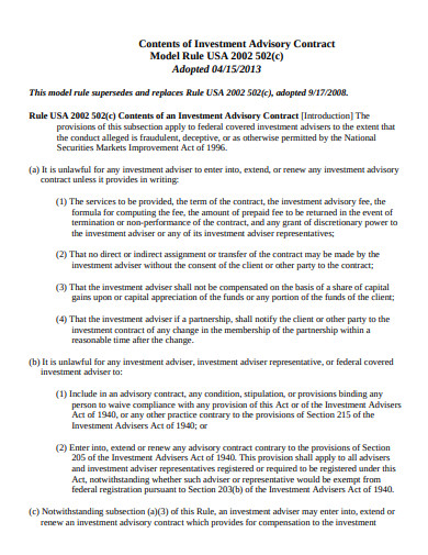 9+ Investment Advisory Contract Templates in PDF | DOC
