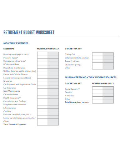 10+ Retirement Monthly Budget Templates in PDF | DOC