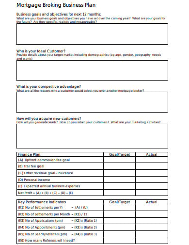 mortgage brooking business plan template