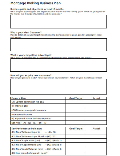 11 Mortgage Broker Business Plan Templates In DOC PDF