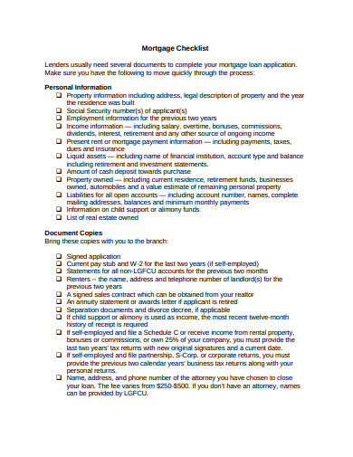 36+ mortgage loan application checklist