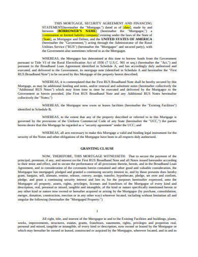 mortgage-security-instrument-agreement-template
