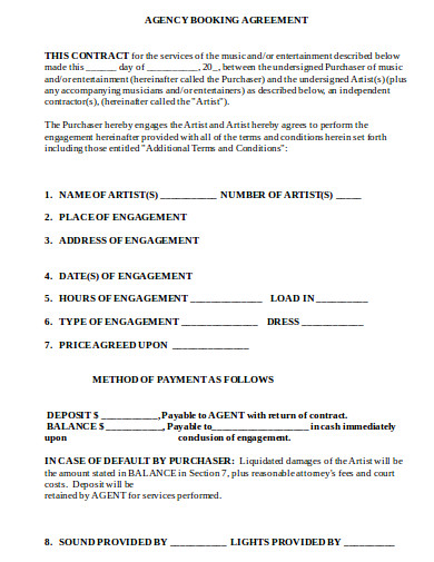 music agency booking contract template