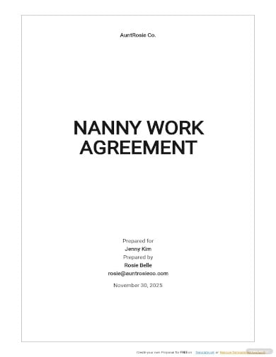 nanny work agreement template