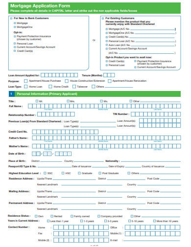 new bank customers mortgage form