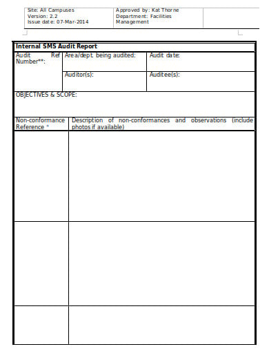 non conformance audit report form