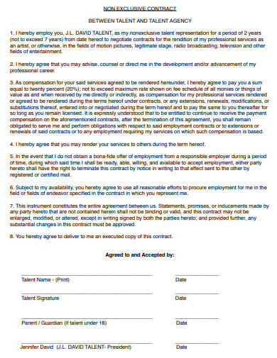 non-exclusive-talent-agency-contract-template