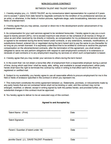 7 Talent Agency Contract Templates In PDF