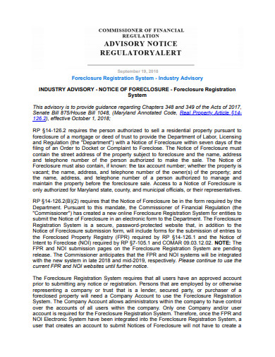 12  Foreclosure Notice Templates in PDF DOC
