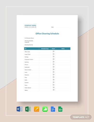 10+ Office Cleaning Schedule Templates in Google Docs | Google Sheets ...