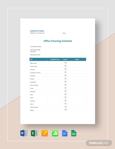 office cleaning schedule