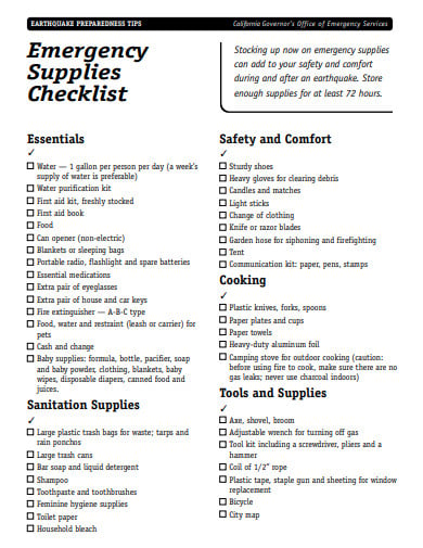 office-emergeny-supply-checklist-template