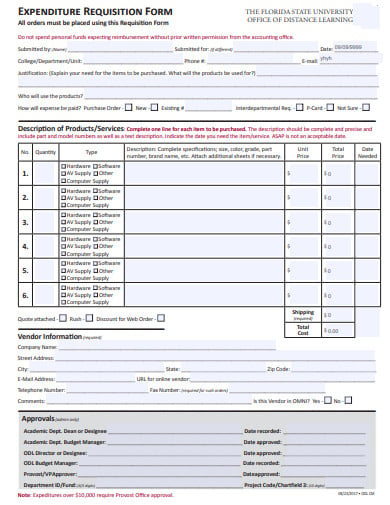office expenditrue requisition form template