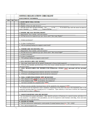 10+ Office Relocation Checklist Templates in PDF | DOC