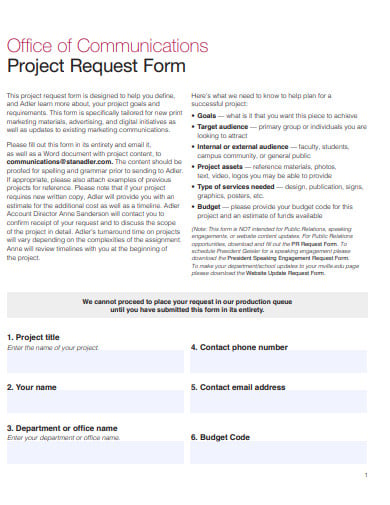 office request project form template