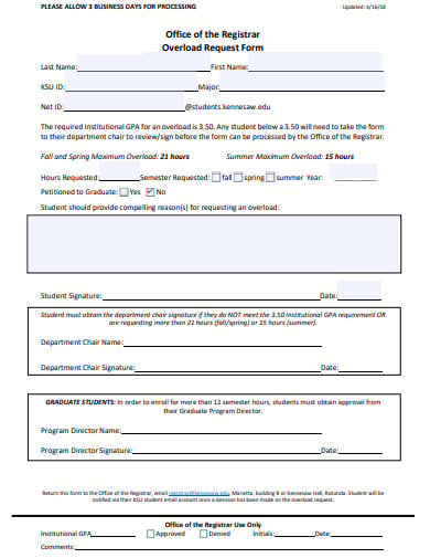 office request registration form template