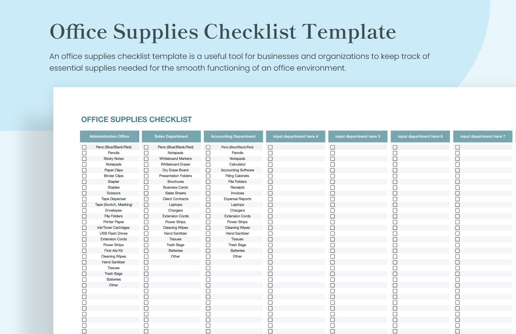 7+ Office Supply Checklist Templates in PDF | Word