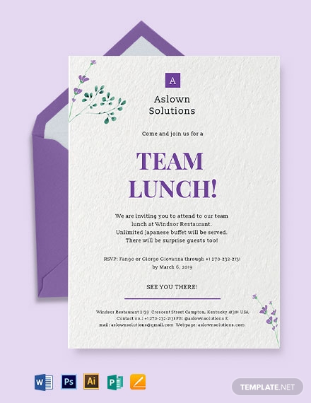 10+ Office Lunch Invitation in Illustrator | MS Word | Pages