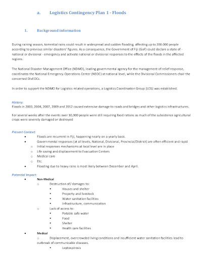 11 Logistics Contingency Plan Templates In PDF